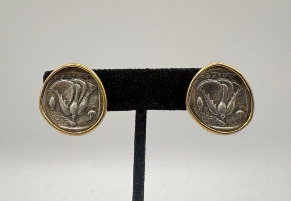 MMA Metropolitan Museum Sterling Silver Clip-On Earrings K-Gold Gilt Edge Studs